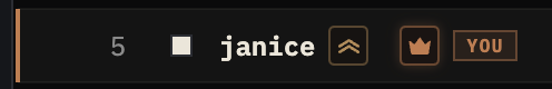 Leaderboard row showing the gold Founder crown badge next to a player's name