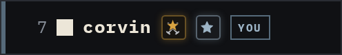 Leaderboard row showing the steel Supporter badge next to a player's name