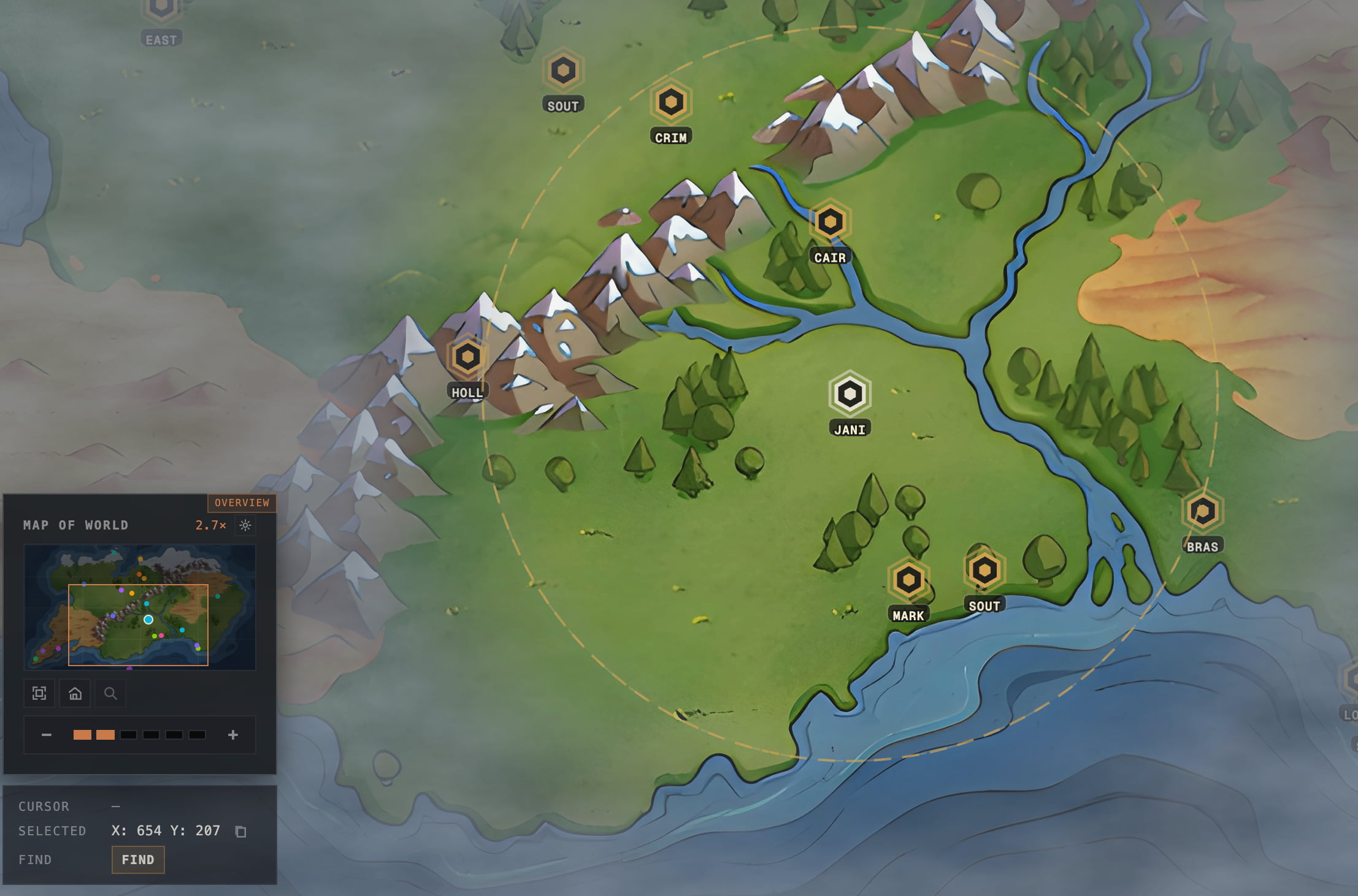 The new hand-drawn RealmConquest Fantasy map art shown on the Fantasy 1 test realm.